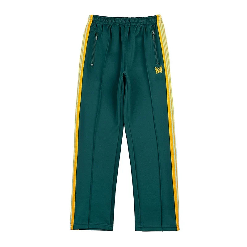 Needles Zebra Stripe Side Tape Track Pants Green Yellow